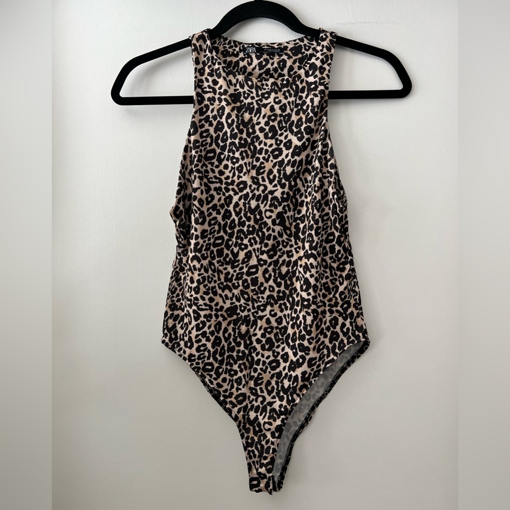 Zara Leopard Print Top Bodysuit